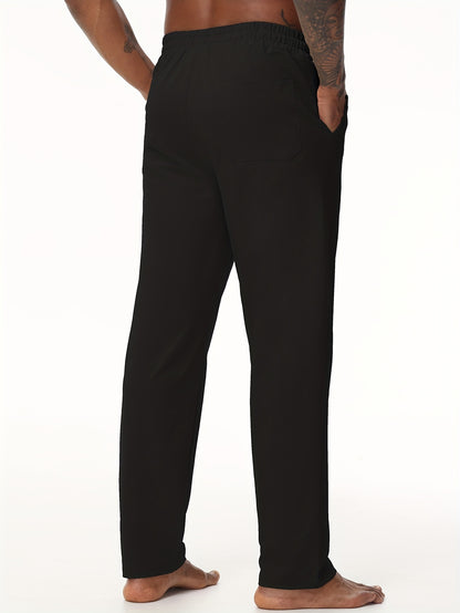 EXARUS Men'S Yoga Sweatpants Set - 2pcs, Athletic Lounge Pants with Open Bottom Straight Leg And Pockets