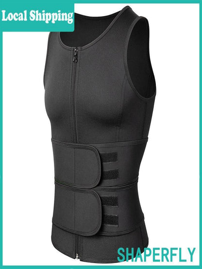 Men Neoprene Sauna Zipper Waist Trainer Vest Tank Top Trimmer Body Shaper Body Shaper