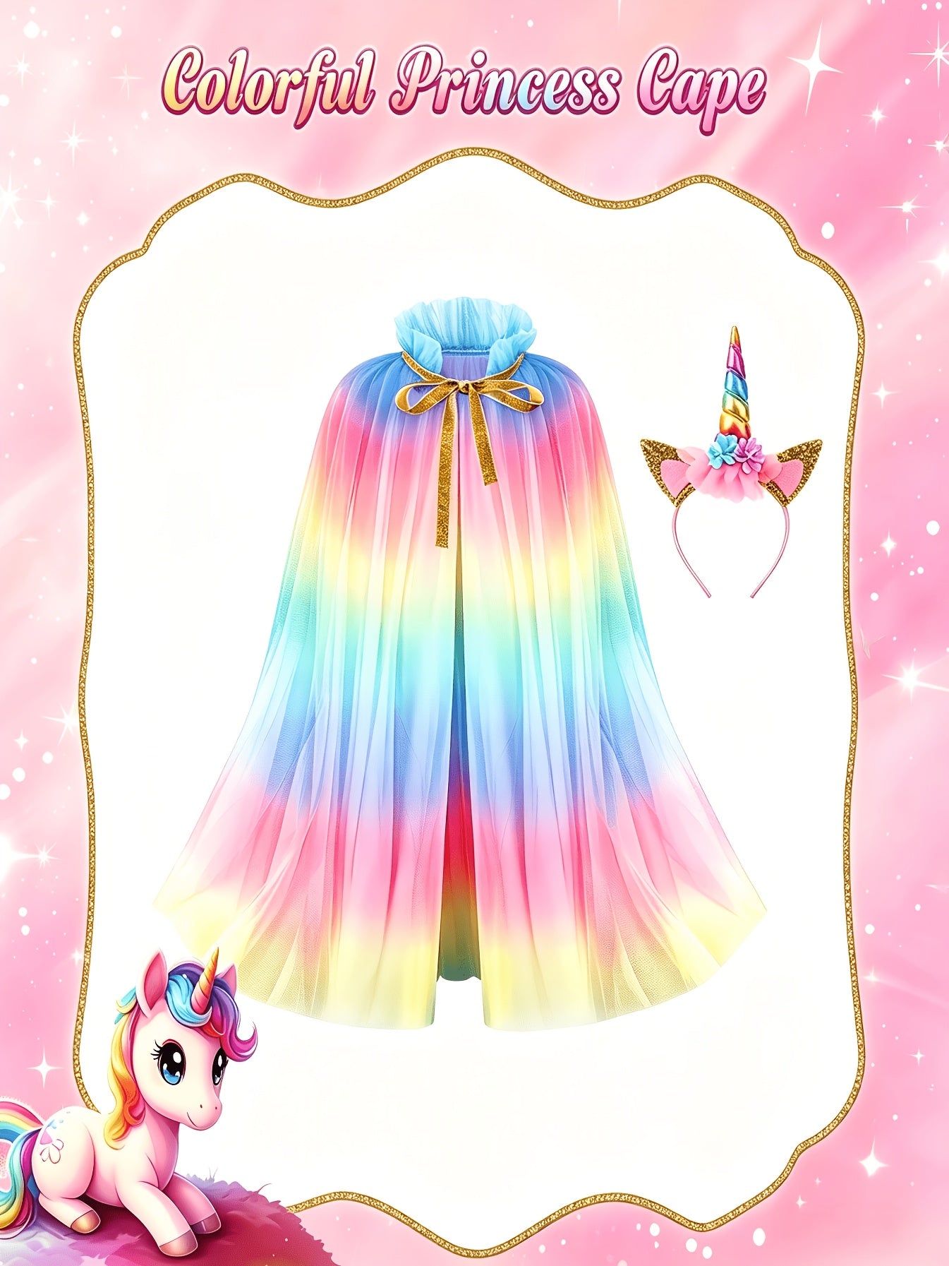 18pcs Princess Dress-Up Clothes Suitable for Role-Play Costumes with Unicorn & Mermaid Costumes, Capes, Jewelry - Birthday Outfits, -Line Skirts & Himos Dresses - Non-Stretch Dress Wear for (18pcs)
