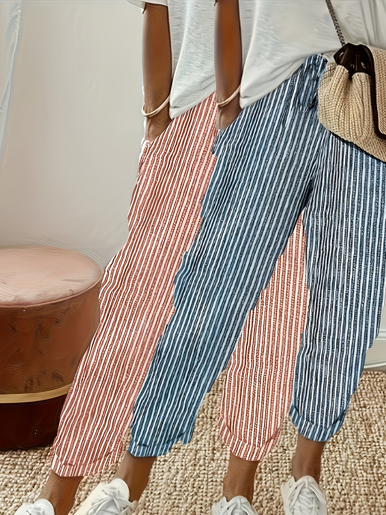 Two-Pack - Color Striped Casual Nine-Pants
