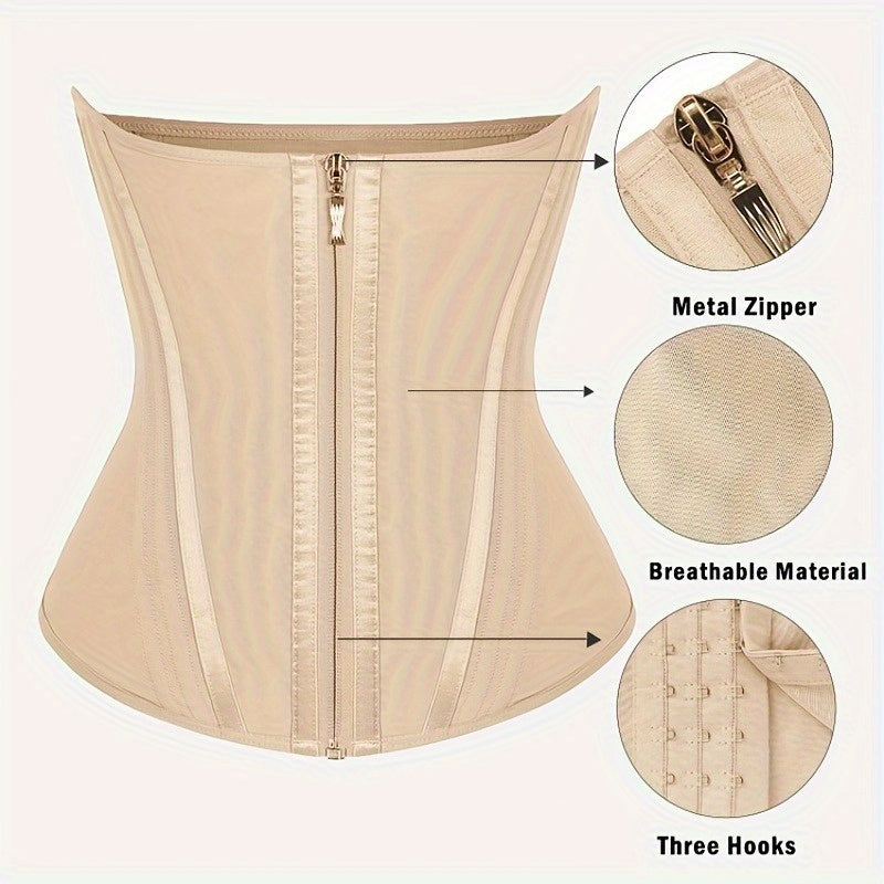 Women's Waist Trainer with Zipper Closure Hooks Corset Ideal for Gym Everyday - product view 6