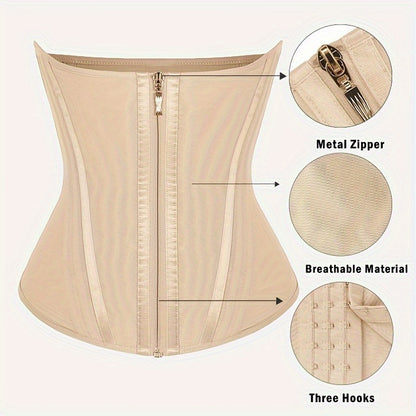 Women's Waist Trainer with Zipper Closure Hooks Corset Ideal for Gym Everyday - product view 6