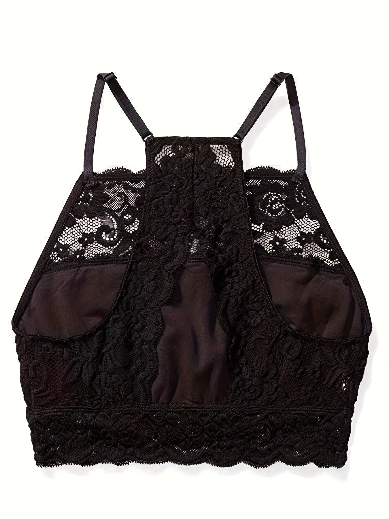 4 Pack High-Neck Lace Bralette for Women Racerback Floral Crop Top Vest Bra