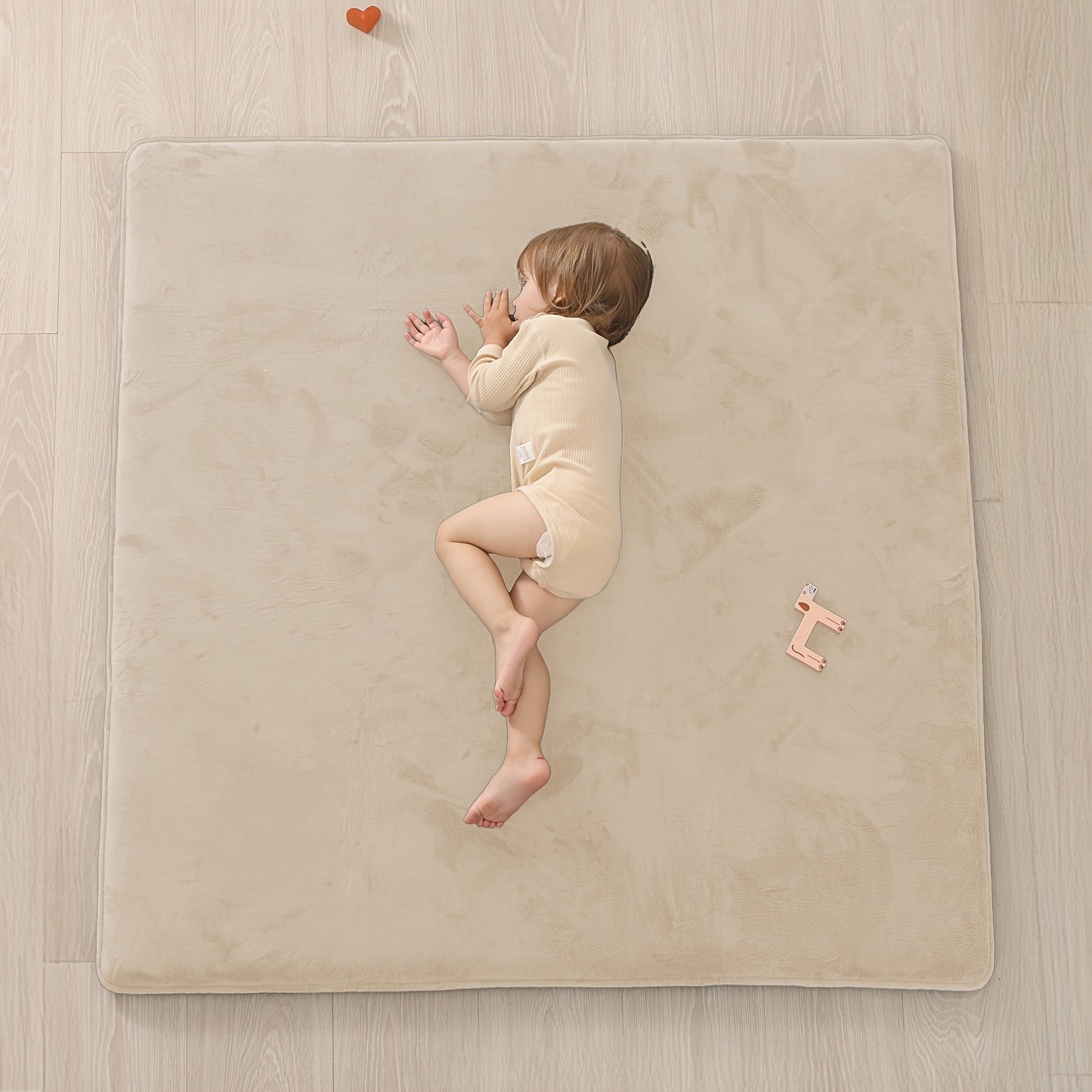 Thickened Japanese Tatami Mat, Comfortable Coral Velvet Baby Playmat for Floor, 1.2"(2.8Cm) Thick Foam Crawling Rug for Kids, Nursery, 50"X50" Playpen Mat, Yoga Mat for Living Room, Easy Care with Non-Slip Cushioned