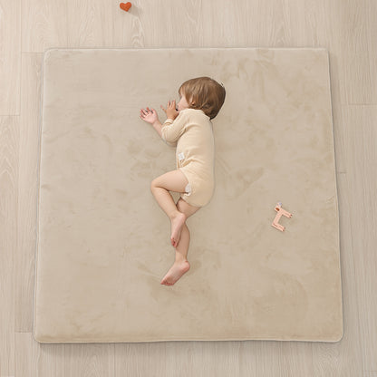 Thickened Japanese Tatami Mat, Comfortable Coral Velvet Baby Playmat for Floor, 1.2"(2.8Cm) Thick Foam Crawling Rug for Kids, Nursery, 50"X50" Playpen Mat, Yoga Mat for Living Room, Easy Care with Non-Slip Cushioned