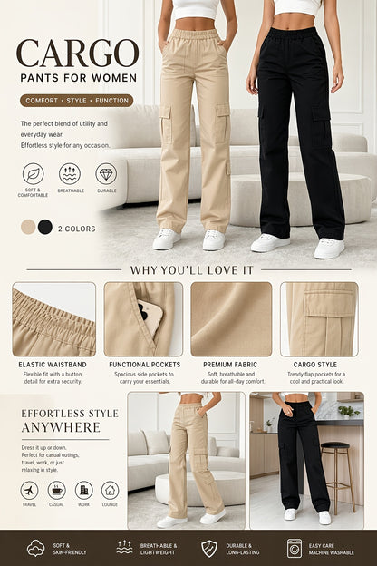 1 Pair Women'S High-Waisted Multi-Pocket Sporty Work Pants. Comfortable And Breathable. Suitable for Daily Outings, Shopping, Dating, Casual Wear, Weddings, Formal Events, And Graduation Ceremonies. The Perfect Choice for Gatherings with Friends