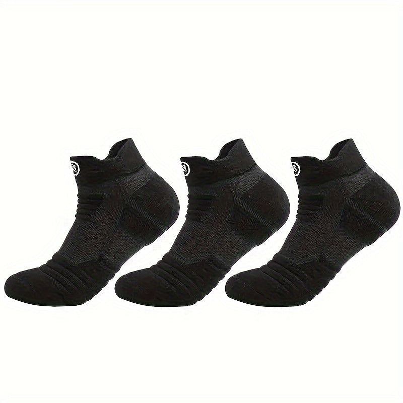 12 Pairs of Men's Thick Towel Fabric Sole Anti-slip and Moisture-absorbing Sports Socks, with Cushioning and Breathable Design, Suitable for Marathons, Outdoor Sports, Casual Wear, Sporty Style, Enhanced Stitching, and an Active Lifestyle
