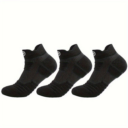 12 Pairs of Men's Thick Towel Fabric Sole Anti-slip and Moisture-absorbing Sports Socks, with Cushioning and Breathable Design, Suitable for Marathons, Outdoor Sports, Casual Wear, Sporty Style, Enhanced Stitching, and an Active Lifestyle