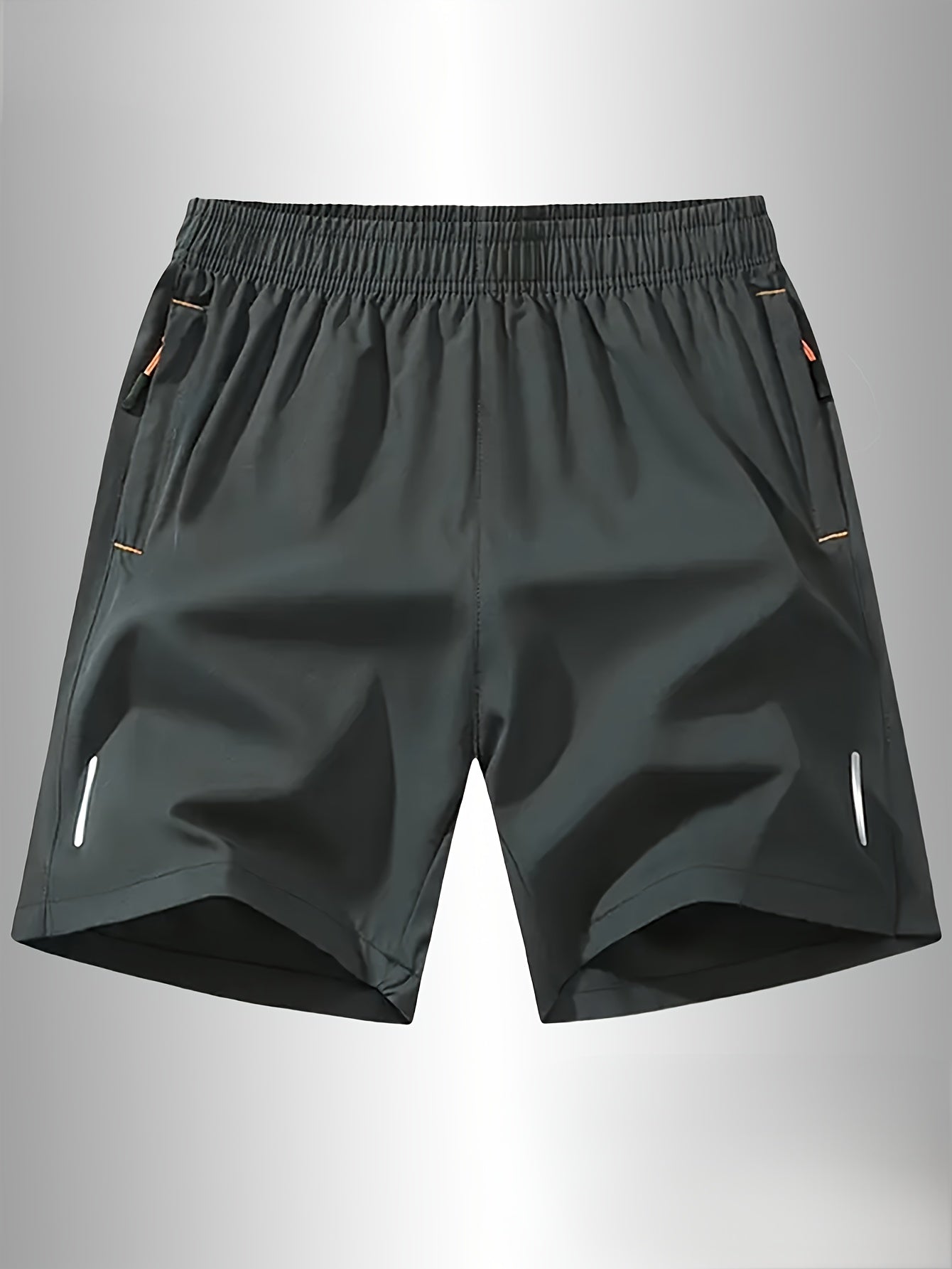 3pcs Men'S Stylish Athletic Shorts, Black Drawstring Design, Zipper Pockets, (Includes Wristband)Ideal For Summer Workouts And Outdoor Activities, Plus Size Shorts