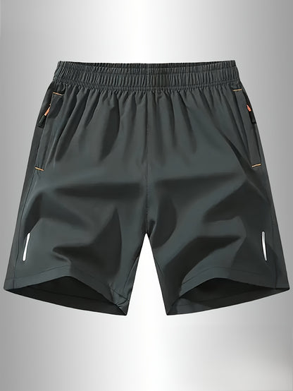 3pcs Men'S Stylish Athletic Shorts, Black Drawstring Design, Zipper Pockets, (Includes Wristband)Ideal For Summer Workouts And Outdoor Activities, Plus Size Shorts