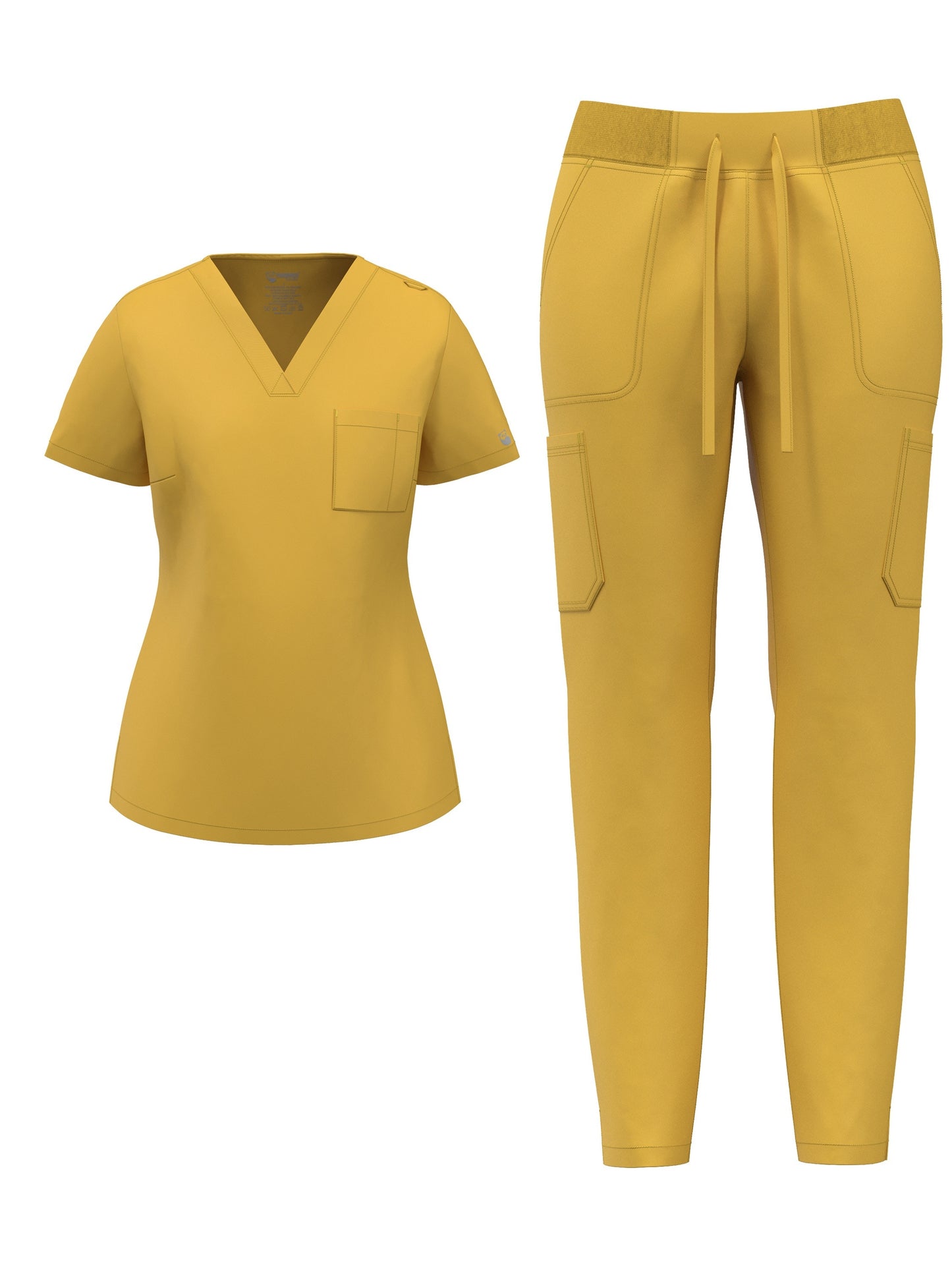Women's Scrub Pants Set, Elastic Breathable Polyester Spandex Blend, V-Neck Short Sleeve with Pocket, Solid Color, for Work