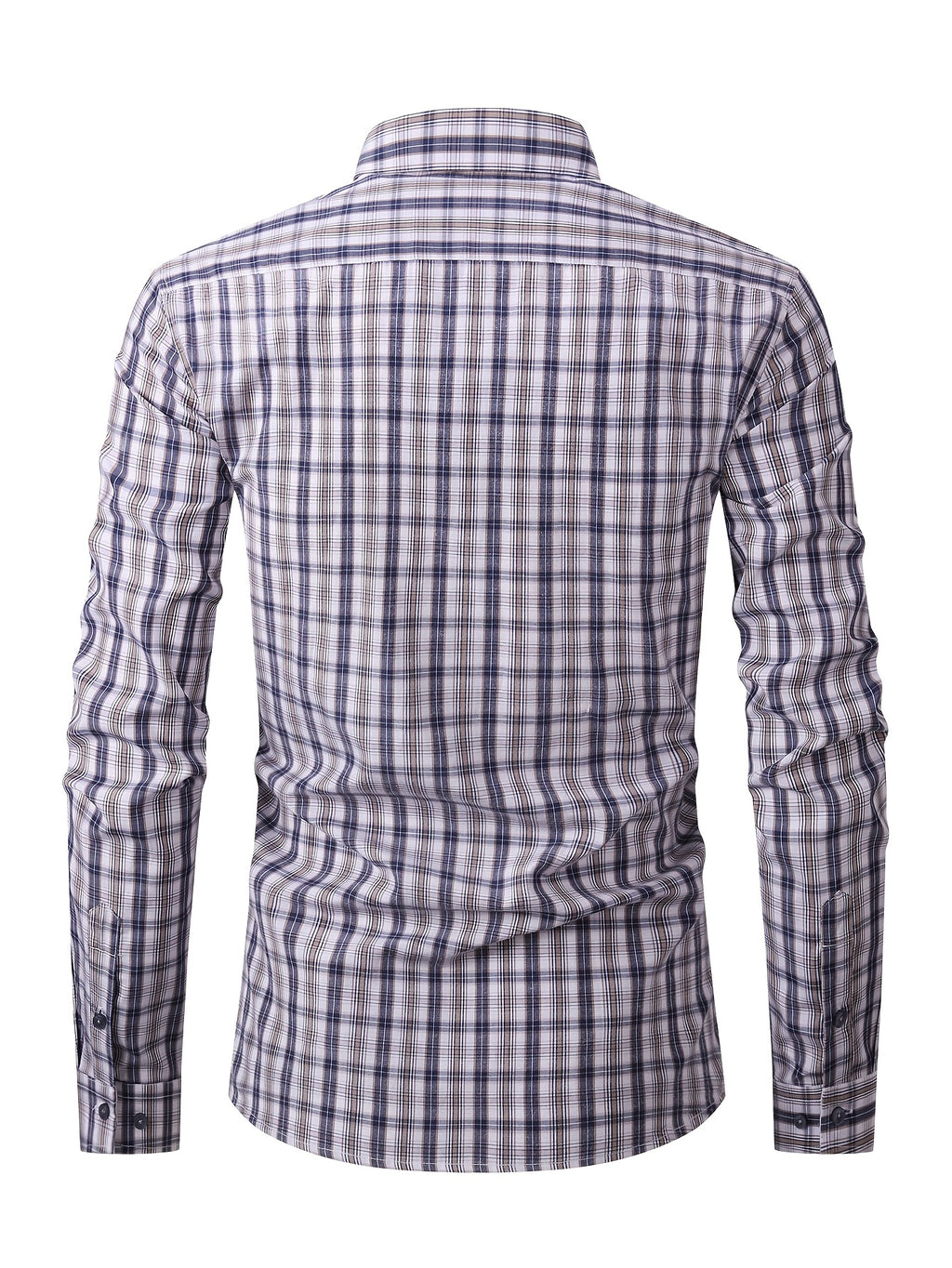 ! Men's Plaid Long Sleeve Shirt - Casual Button- with Pocket, 50% Cotton 50% Polyester, Comfortable Street Style & Commute Essential Fall Wardrobe