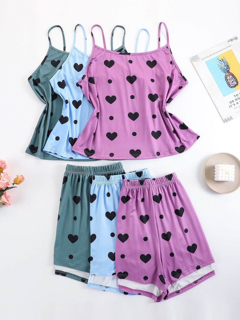 Women's Pajama Shorts Set - Printed 6