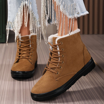 HDOXSE Winter Plush Snow Boots for Women 2025 New Casual Thick Sole Shoes Sports Thickened Warm Shoes