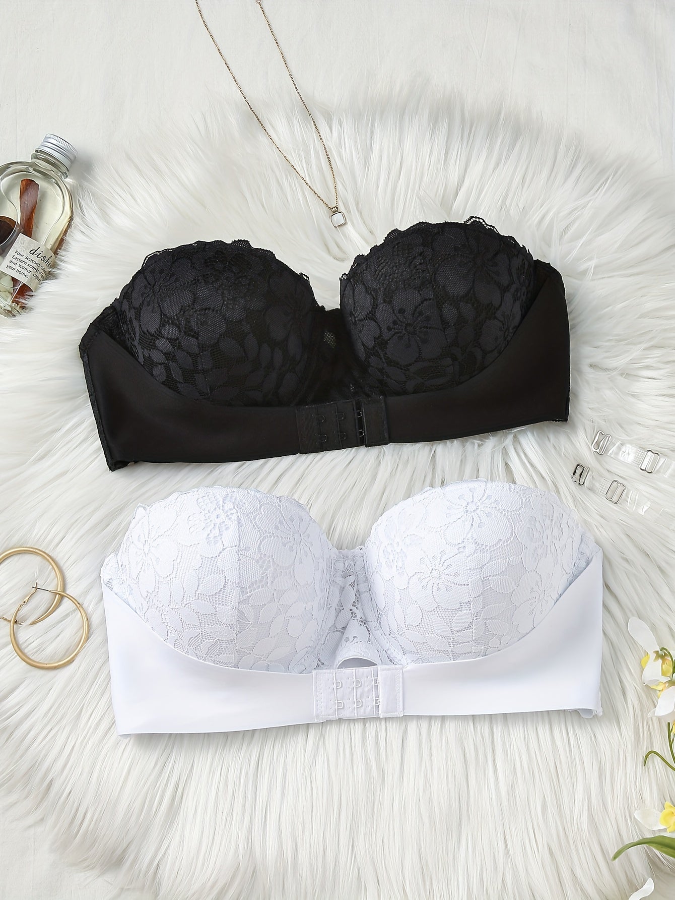 Half-Cup Lingerie Bra with Front Closure, Simple and Breathable 2pcs Set for Women