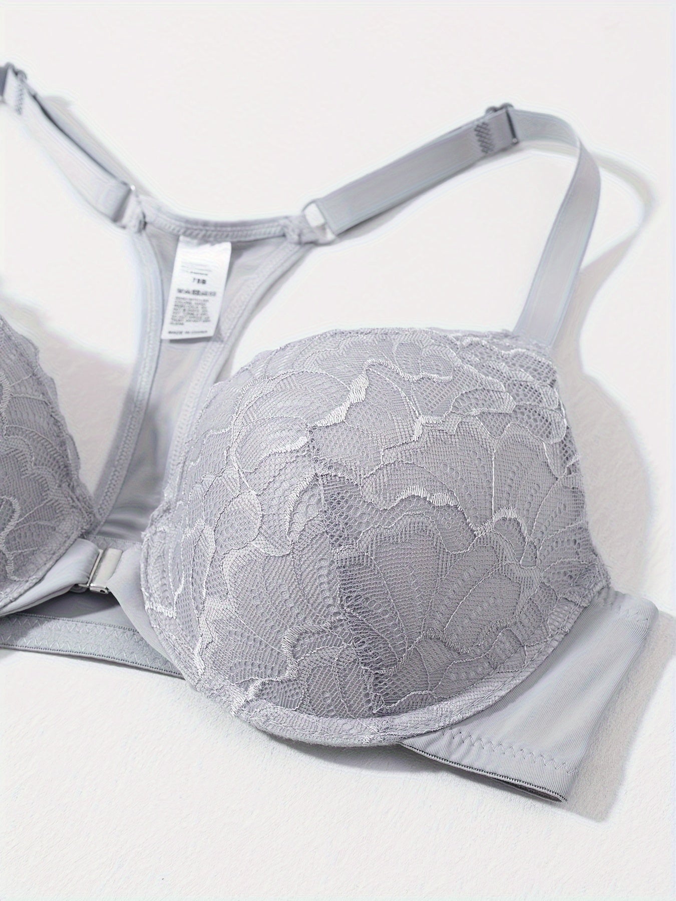3pcs Front Closure Lace Patchwork Bras for Women with Underwire, Push-Up, Anti-Sagging, Sexy Back Design, Suitable for Dating