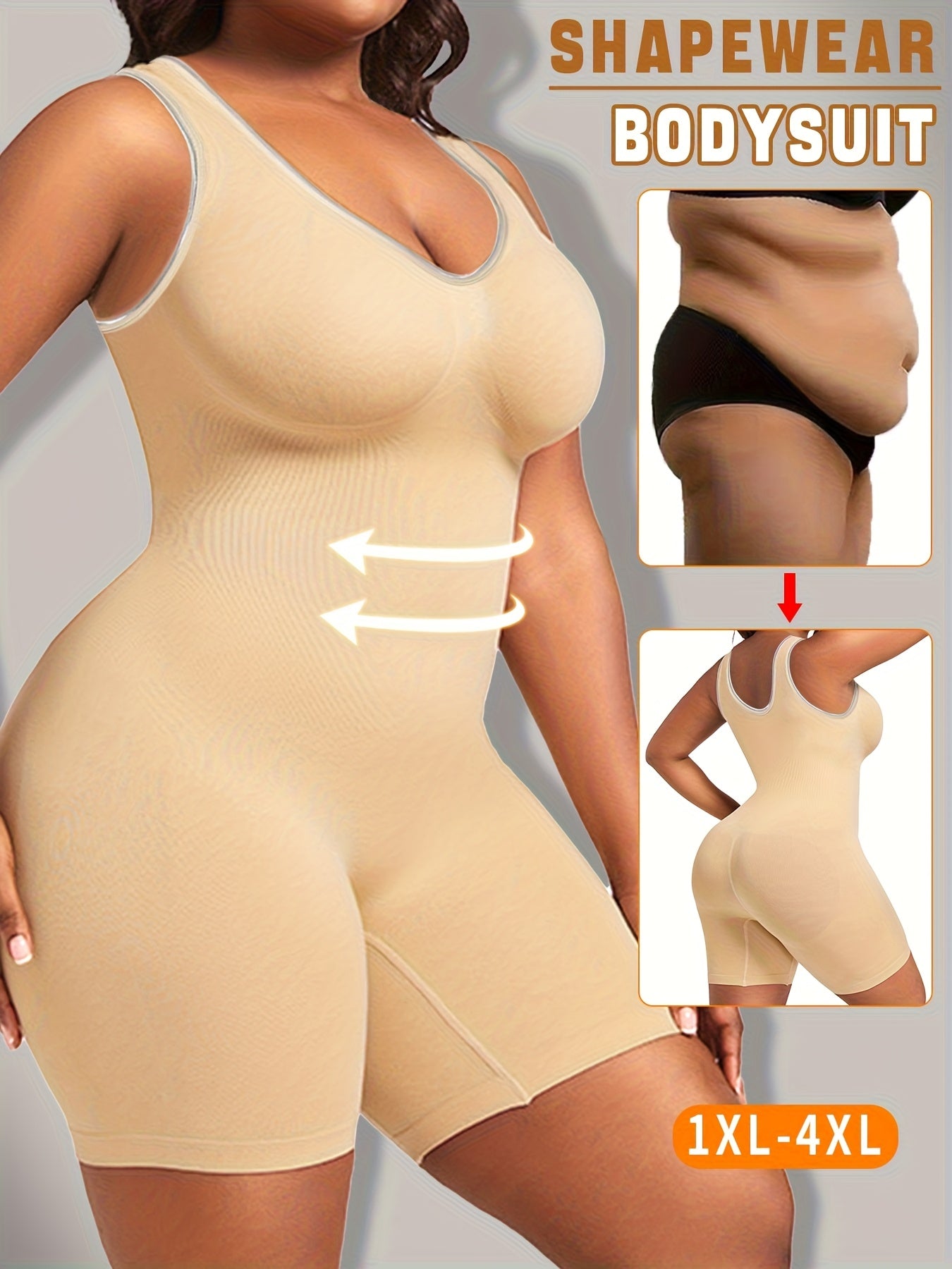 Women's Plus-size Seamless Body Shaper, with Wide Shoulder Straps, Abdominal Control, Lift And Hip Lift, Tummy Tucking And Hip Lifting, Suitable for S And Daily Wear