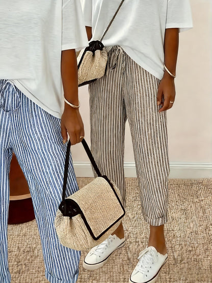 Two-Pack - Color Striped Casual Nine-Pants