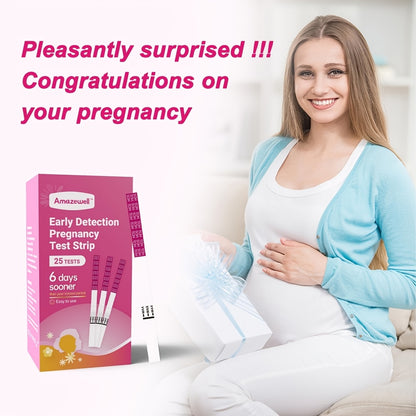 Pregnancy Test Strips Kit, 25/50/100pcs Early Result HCG Detection Home Pregnancy Test, Powered By Bulk Pregnancy Strips, Rapid Prenancy HCG Testing Kit, 5mm Wider 25mIU/mL, High Accuracy with Ultra-Sensitive Detection, Essential for Nurses And Women