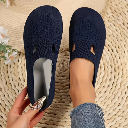 Women'S Lightweight, Comfortable, Breathable Solid Color Round Toe Flat Sole Single Shoes, Casual Vacation Style Fly Woven Flat Shoes, Women Shoes, Sneakers