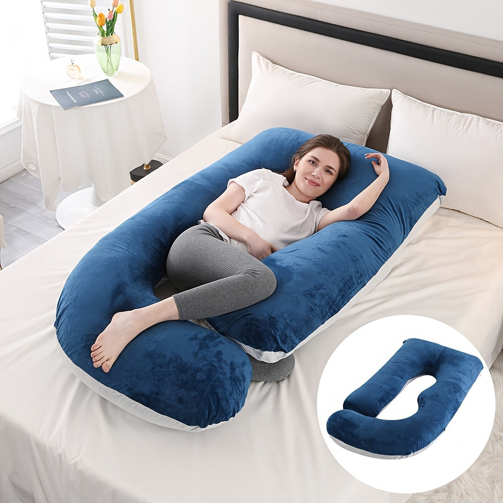 Crystal Velvet Maternity Pillow J-Shaped Full Body Pregnancy Pillow with Velvet Cover, 80-Inch Pregnancy Pillow, Provides Head, Back, Leg And Abdominal Support for Pregnant Women, Christmas Gift, Holiday Gift, Gift for New Moms