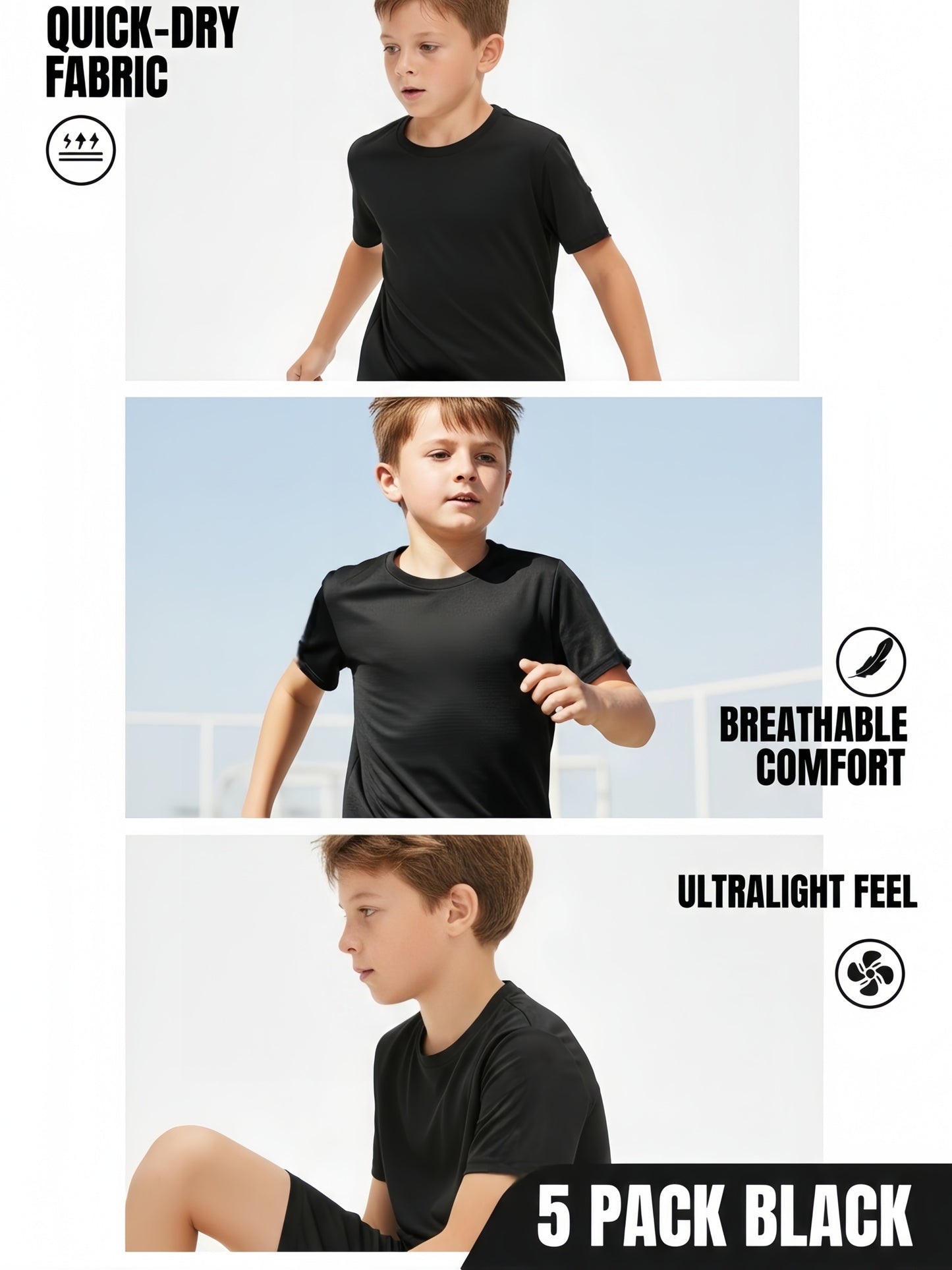 5 6 8pcs Kids Summer Cooling Mesh T Shirts Ultra Lightweight Fast Dry Wear For - product view 21