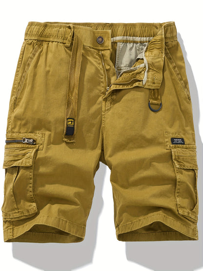 Men's Breathable Cotton Shorts with Multi-Pocket - Elastic Workwear Shorts Suitable for Outdoor,,, Casual Wear - Mid-Rise Pants with /Equipment Pockets
