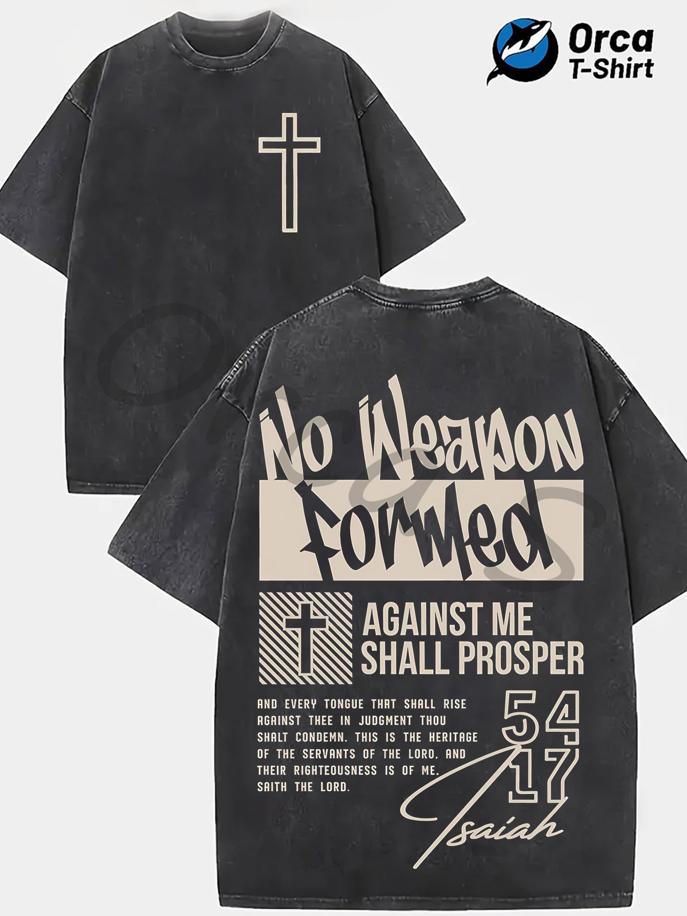 Religious Theme, Pattern Printed Street Style Washed T-Shirt 230G Orca BBB Brand, Suitable for Leisure, Outdoor Going Out, Party Activities, Holidays, Gifts And Other Scenes