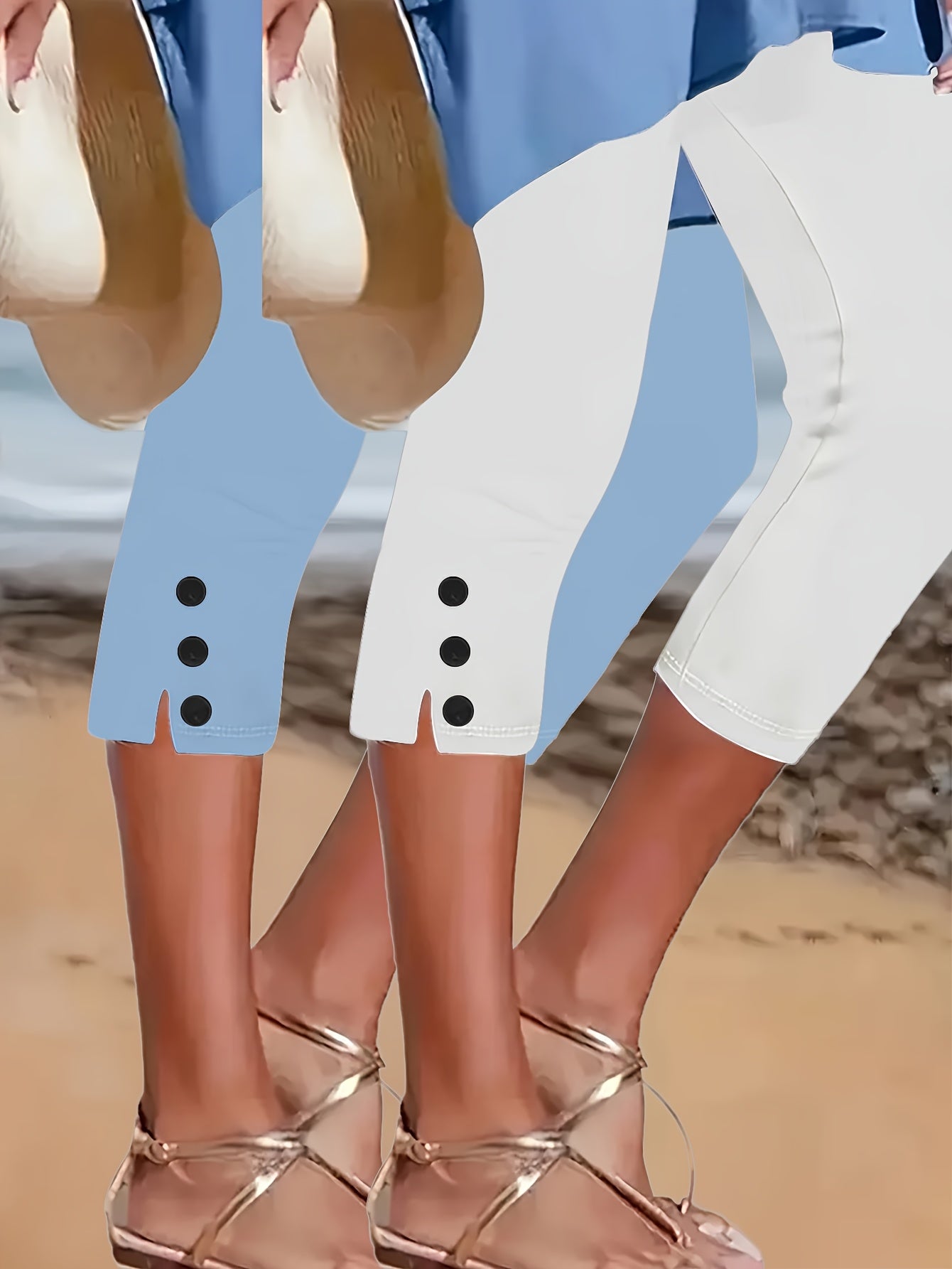 Women's Black+Light White Polyester Leggings - product view 15