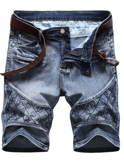 KEEVOOM Men'S Light Blue Washed Gradient Denim Shorts - Summer Casual Slim-Fit Shorts for Outdoor Sports & Trendy Daily Outfits
