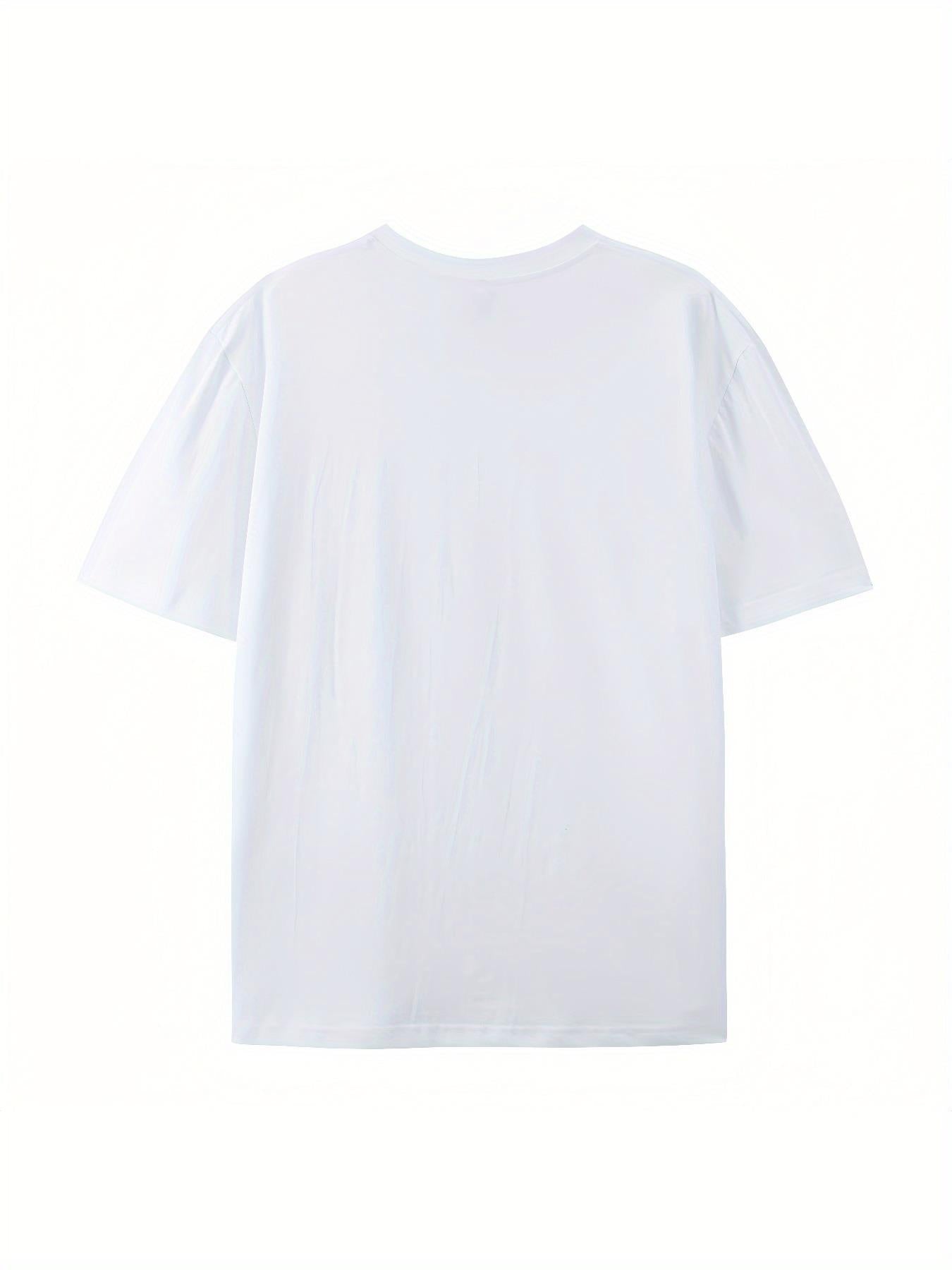 A Men's T-shirt, #1 Dad Pattern Print- Lightweight Breathable Crew Neck Short Sleeve Casual T-Shirt, Father's Day Gift, Summer Sports Casual Wear- Ideal Choice for Dad, Husband, Grandpa- All-Season White Shirt