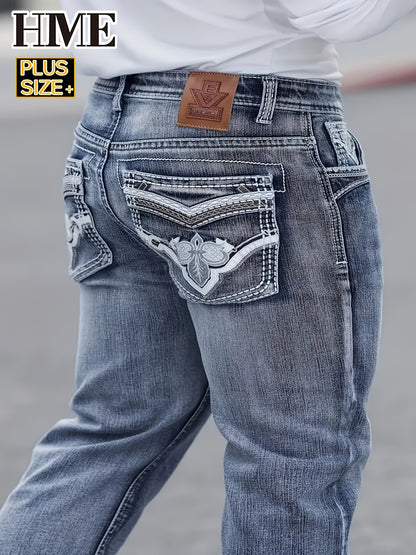Larger Size Men's Jeans XL-6XL Business Casual Versatile Slim Straight Pants Classic Retro Style High Waist And Big Stretch Trendy And Comfortable Outdoor Travel Trousers Extra Large Size, PLUS SIZE