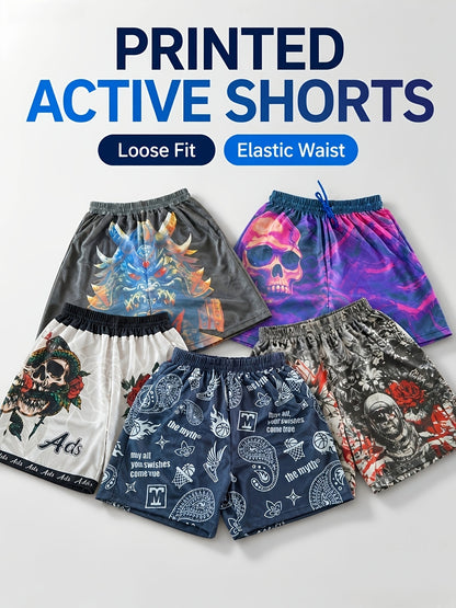 5 Men'S Quick Dry Mesh Shorts, Casual Micro Stretch Elastic Waistband Drawstring Shorts
