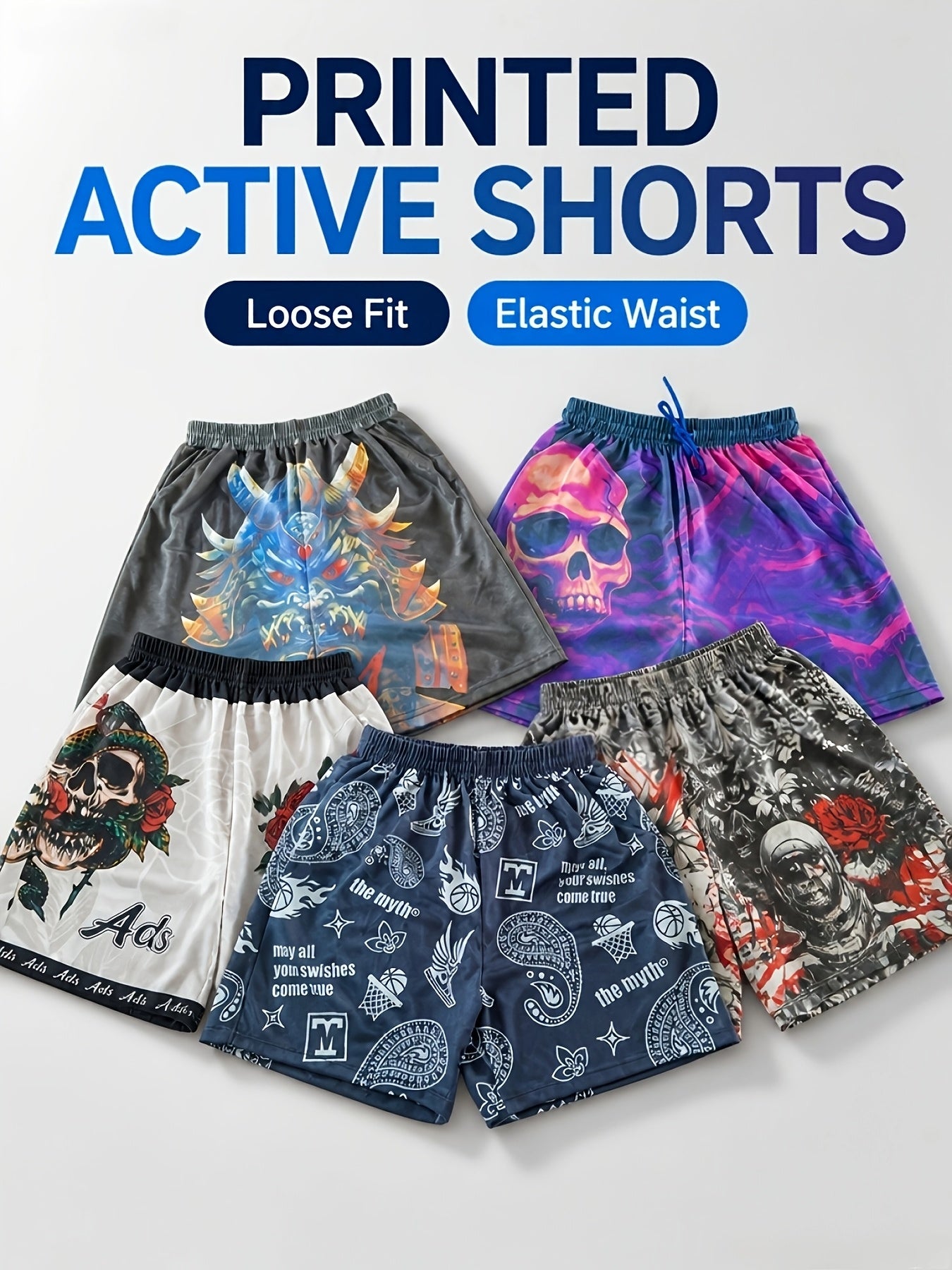 5 Men'S Quick Dry Mesh Shorts, Casual Micro Stretch Elastic Waistband Drawstring Shorts