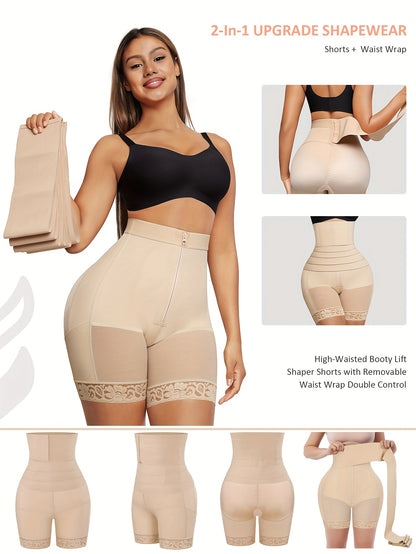 2-in-1 Women' Tummy Trimmer & Waist Trainer Shapewear Suitable for Tummy Control, Postpartum,, Body Shaper Bodysuit, Hand Washable, No Chest Pads, Medium Underwear for Gym, Casual Attire