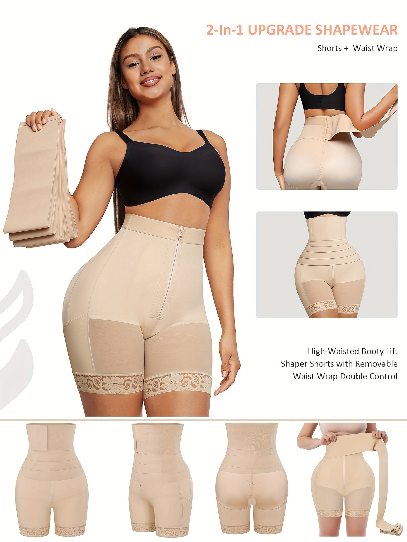 2-in-1 Women' Tummy Trimmer & Waist Trainer Shapewear Suitable for Tummy Control, Postpartum,, Body Shaper Bodysuit, Hand Washable, No Chest Pads, Medium Underwear for Gym, Casual Attire