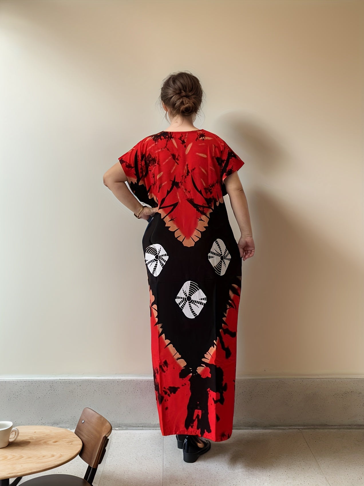 Elegant Ramadan Kaftan Dress: Middle Eastern Women's Long Sleeve, Floral Print, Rayon/Viscose, Seasonal, Straight Cut,, Sari Style, Suitable for All Seasons