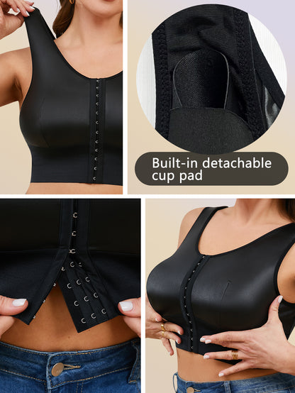 Plus Size Women'S Belted Front Buckle Shapewear Vest, with Coaster Casual Wear Tank Vest with Athletic Base