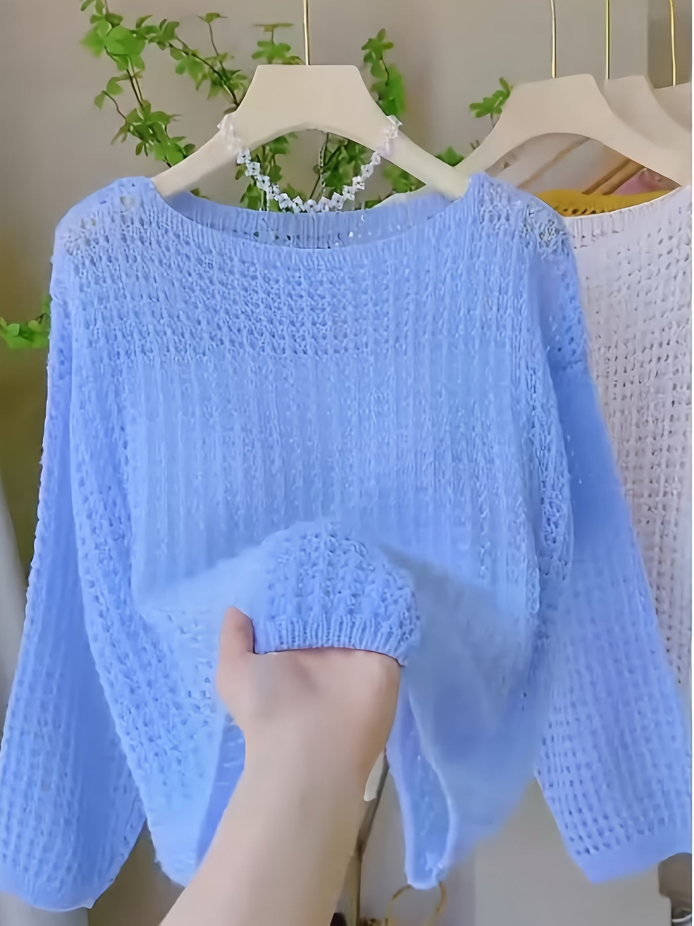2026 Women'S Hollow Out Sweater Cardigan Long Sleeve Open Front Crochet Cover Up Lightweight Casual Layering Outerwear Soft Top For Spring Fall Winter Resort Wear
