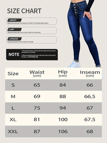 [Sexy High Waisted Skinny Jeans] Stretchy Non-See-Through High Waisted Skinny Jeans for Women | Button-Fly Closure, All-Season Tight Leg Fit, Trendy Streetwear, Sleek Silhouette, Quality Stitching, Fashionable Bottoms, Casual Dressers