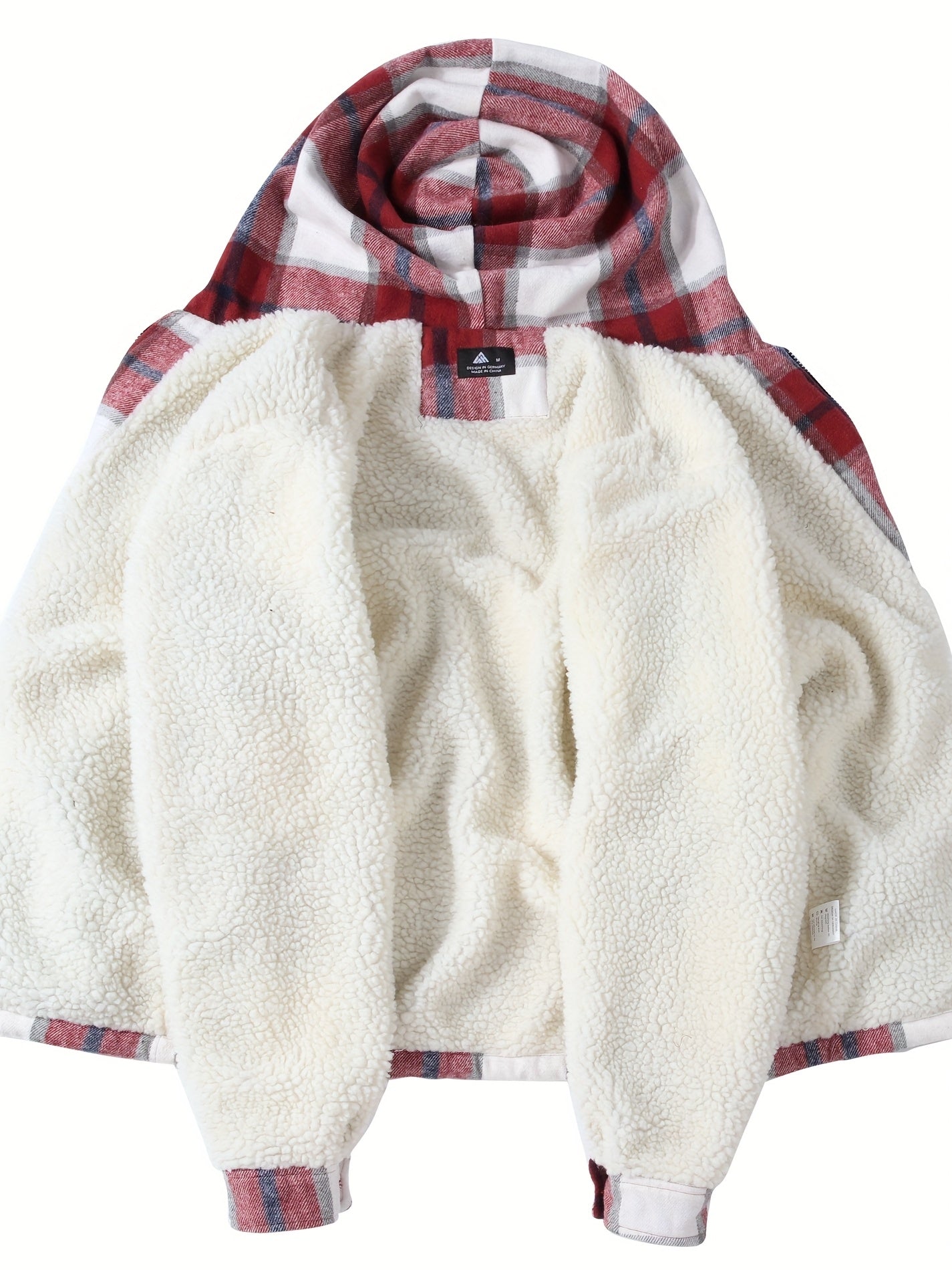 Men'S Zip-Up Hoodies with a Sherpa And Flannel Plaid Design
