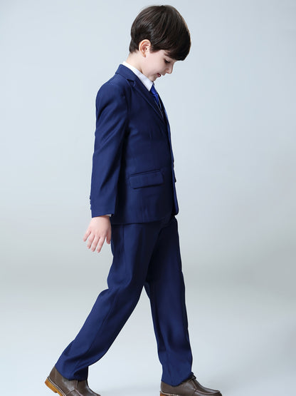 NIMBLE Boys Formal Suit Set Jacket Vest Trousers 3pcs 3-13Y Children Party Clothes Host Wedding Available In Four Colors Blue Black Khaki Navy Blue