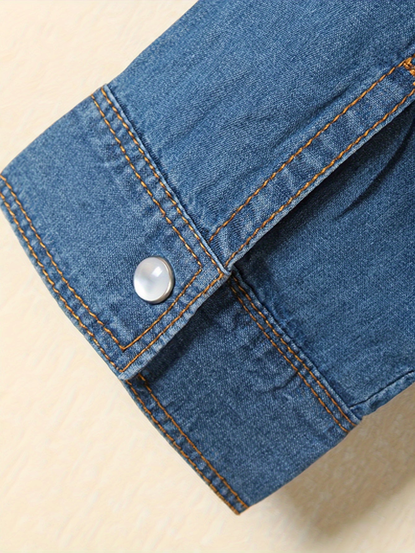 [Denim Crop Top] Chambray Denim Women's Crop Top | Roll Up 3/4 Sleeve Tie Front Knot Shirt