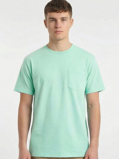 5pcs Men Unisex 100 Cotton Pocket T Shirts Short Sleeve Crew Neck Loose Fit Solid - product view 26