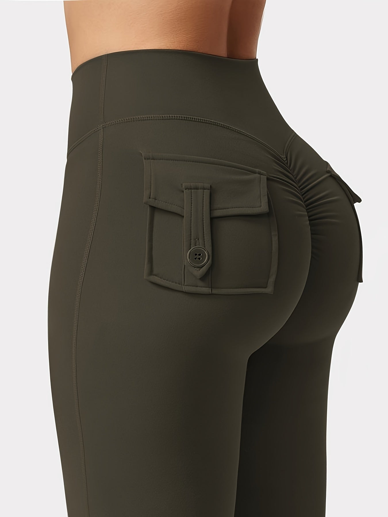 Christmas Apparel, Halloween 3pcs Set in Black, Gray, and Green: Fashionable Workwear-Style Flared Pants, Women's Casual Flared Pants, High-Waist Pocket Joggers, Workwear-Style Peach Butt Pants, Quick-Dry Sports Tummy Control Butt-Lifting Flared