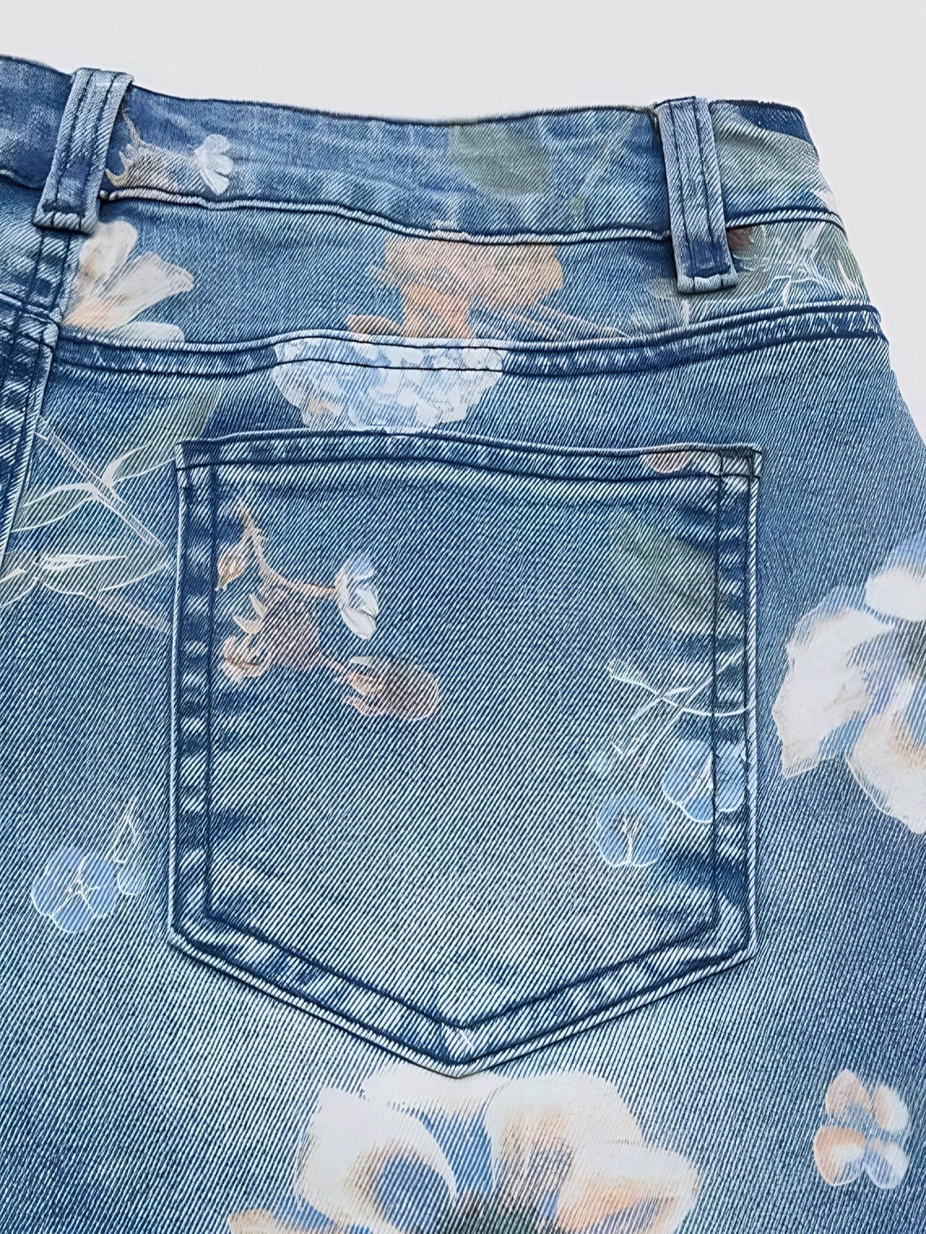 Plus Size Women Summer Clothes Women'S Stretch Floral Print Plus-size Denim Shorts, High-waisted For A Flattering And Effect, Retro Street Style, Highly Stretchy And Comfortable Fit, Perfect For Spring And Summer.
