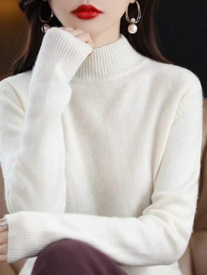 New Autumn And Winter Sweater Half Turtleneck Long Sleeve Loose And Slim Versatile Sweater Pullover Cardigan for Women