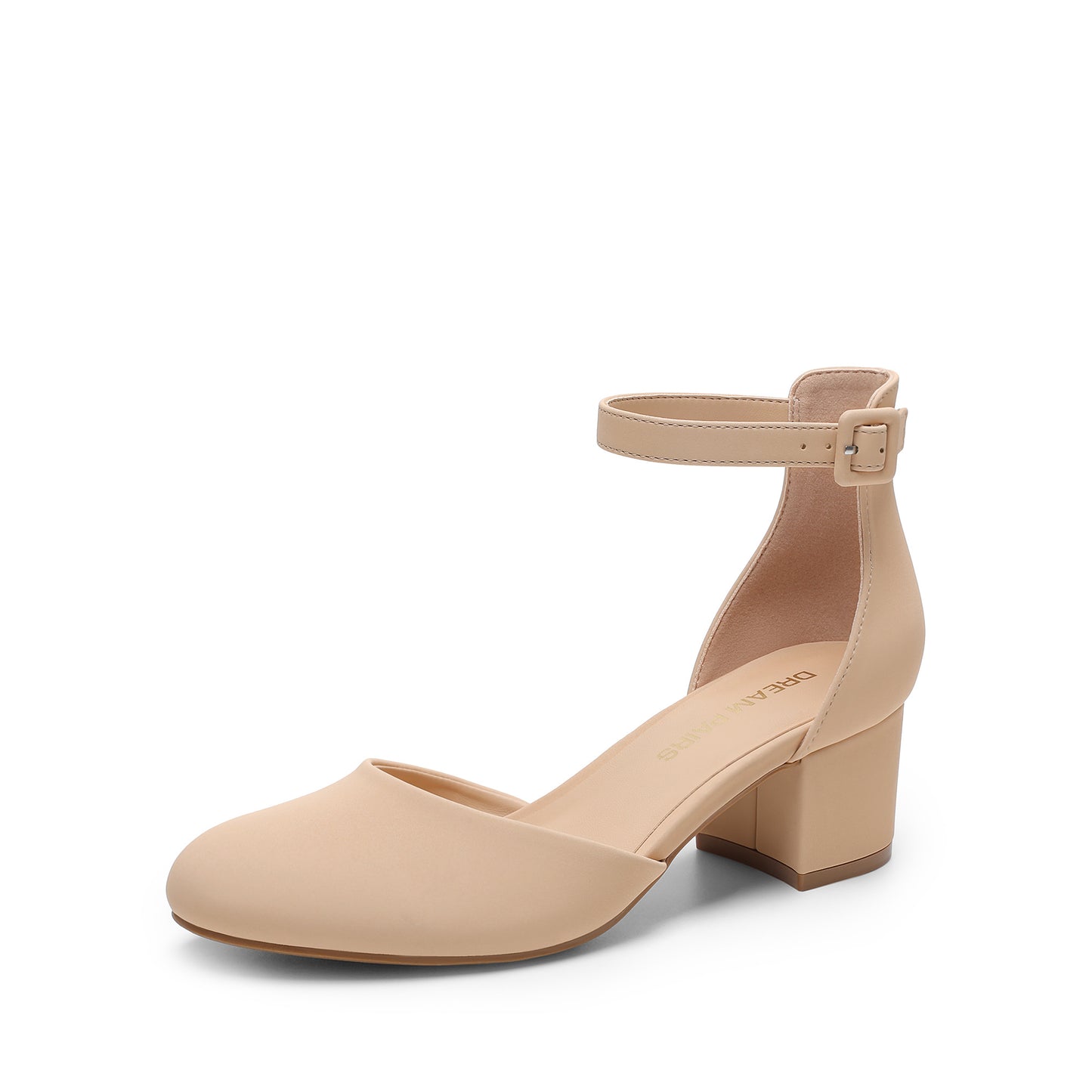 Women's Closed Round Toe Low Block Heels Ankle Strap Chunky Heel Pumps Dress Wedding Office Party Shoes Closed Toe Heels for Women Heels Closed Round Toe Chunky Block Pumps Shoes