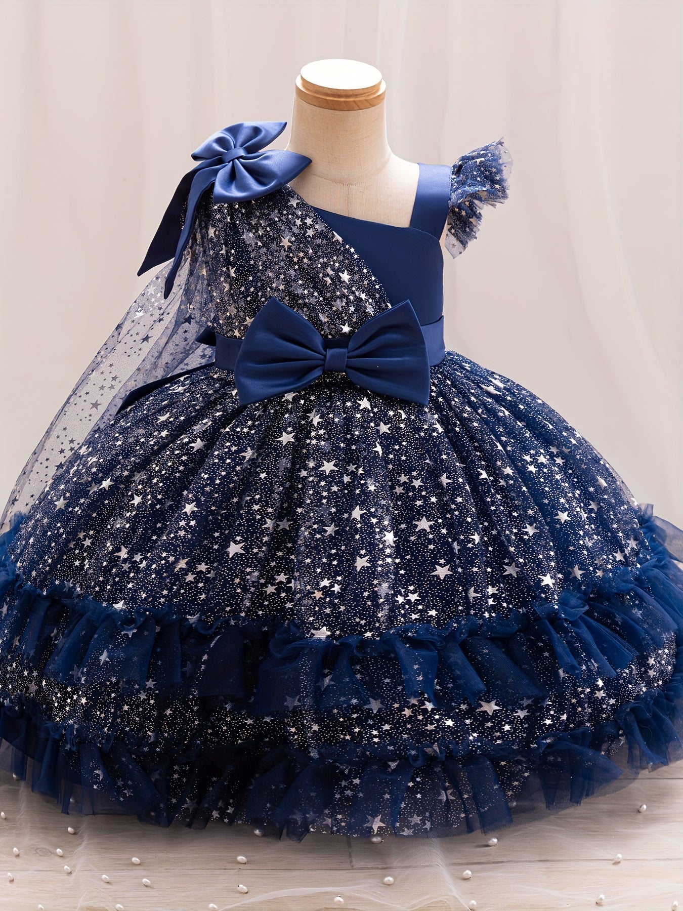 Halloween Dresses for Girls, Kids Halloween Costumes Galaxy Print Tutu Dress Off-Shoulder Flutter Sleeves A-Line Party Princess Gown