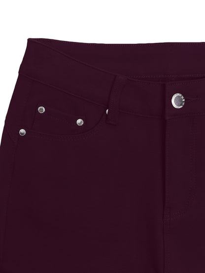 Women's High-Waisted Stretch Street Style Solid Black Skinny Fashion Metal Button Detail Casual Jeans